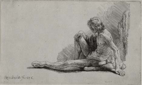 Rembrandt, Nude Man Seated