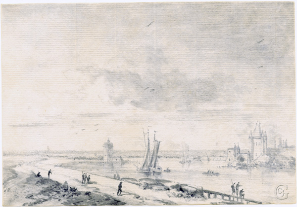 Moreau, Harbor Scene with Figures Moreau, Harbor Scene with Figures