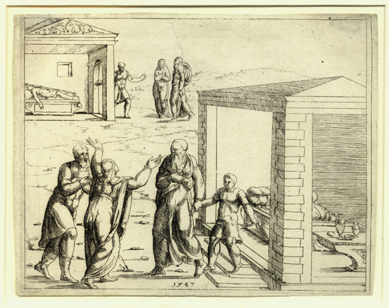 Hirschvogel, Elisha Raises the Son of the Shunemite Woman Hirschvogel, Elisha Raises the Son of the Shunemite Woman