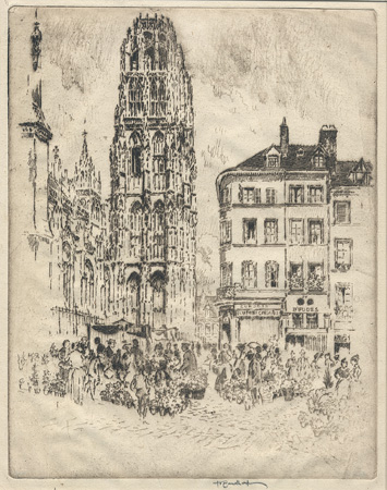 ROUEN: Pennell, The Flower Market and the Butter Tower ROUEN: Pennell, The Flower Market and the Butter Tower