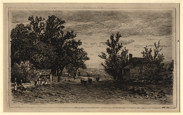 American late 19th Century, Sheep on a Country Road