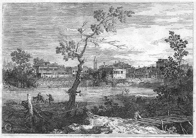 Canaletto, View of a Town on a River Bank Canaletto, View of a Town on a River Bank