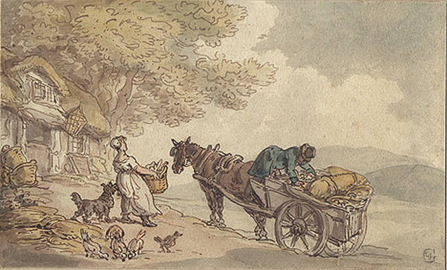 Rowlandson, Loading a Cart for Market