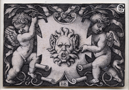 Beham: Mask Held by 2 Genii