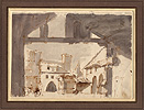 Galliari , Stage Set: Courtyard of a Farm