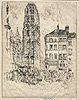 ROUEN: Pennell, The Flower Market and the Butter Tower
